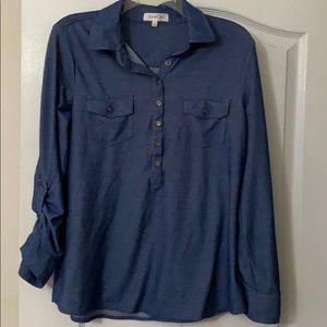 Denim look knit top Size Medium